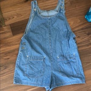 Vintage Denim Short Overalls